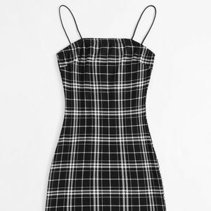 Plaid Spaghetti strap shift dress